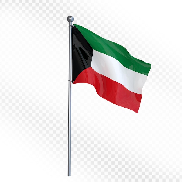La bandera de Kuwait ondeando en un poste