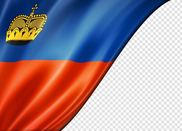 Bandera de Liechtenstein aislado en bandera blanca