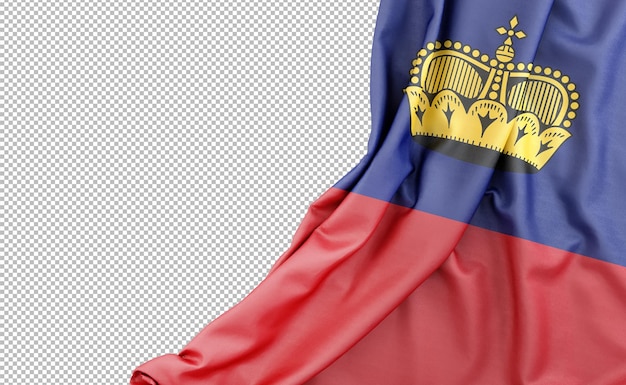 Bandera de Liechtenstein con espacio vacío a la izquierda Representación 3D aislada
