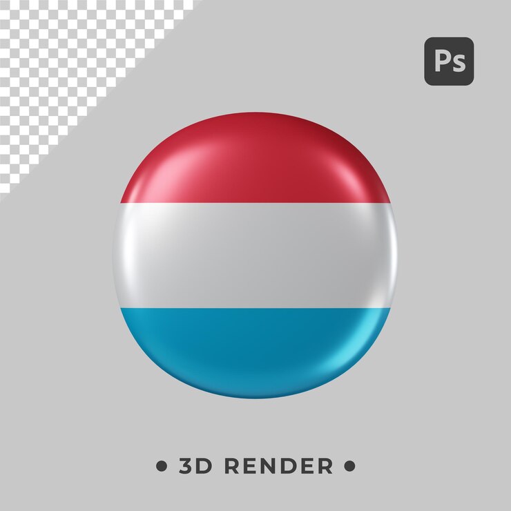 PSD bandera de luxemburgo 3d psd con fondo transparente