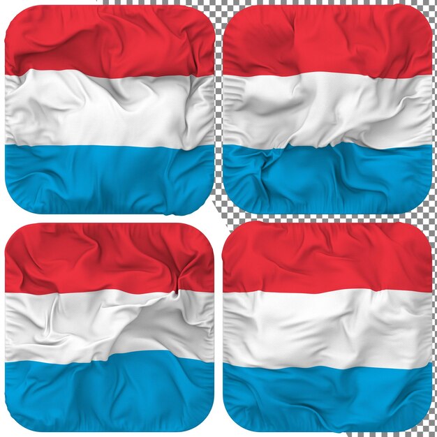 PSD bandera de luxemburgo forma de escudero aislada diferentes estilos de ondulación textura de protuberancia representación 3d