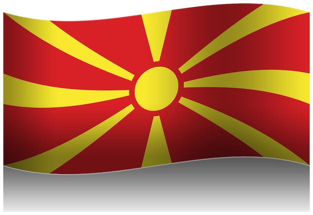 La bandera de Macedonia del Norte en 3D