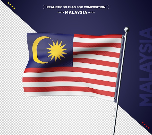 PSD bandera de malasia con textura 3d para composición