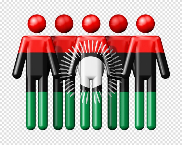 PSD bandera de malawi en figura de palo