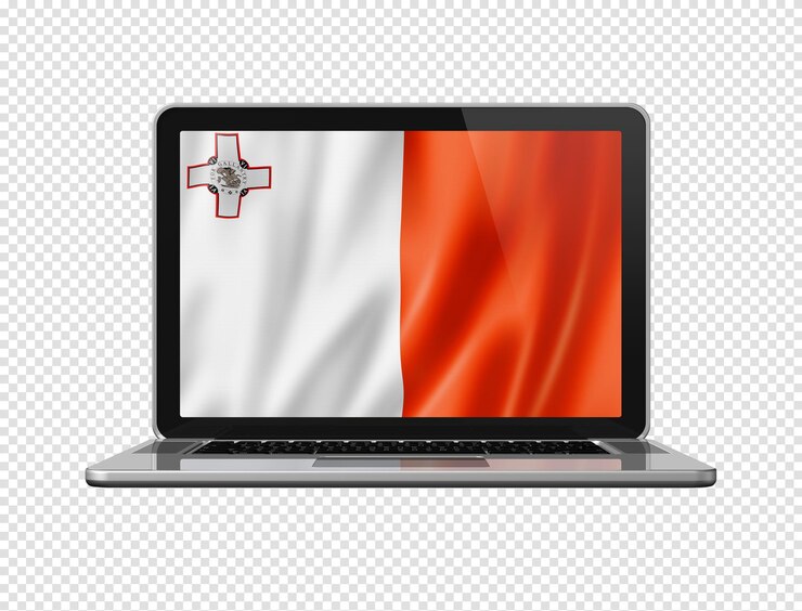 PSD bandera de malta en la pantalla del portátil aislado en blanco ilustración 3d