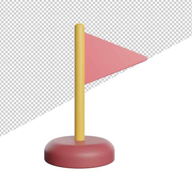Bandera Marca Ubicación vista frontal 3d renderizado icono ilustración sobre fondo transparente