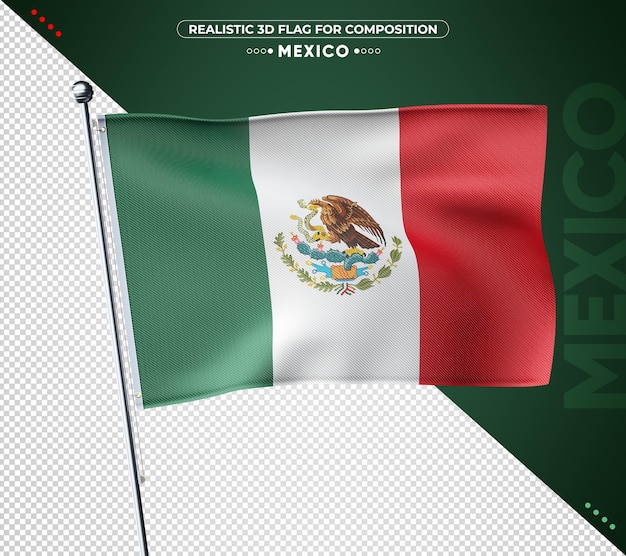PSD bandera de méxico con textura 3d para composición