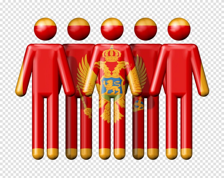 PSD bandera de montenegro en figura de palo