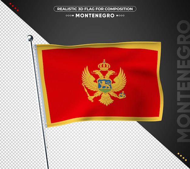 PSD bandera de montenegro con textura realista