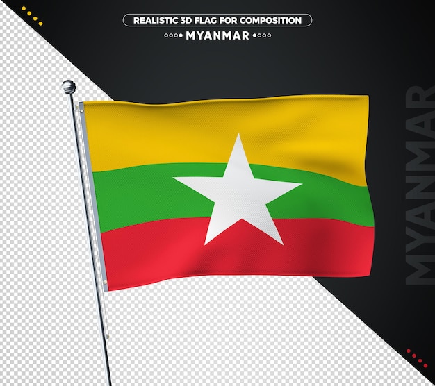 Bandera de myanmar con textura realista