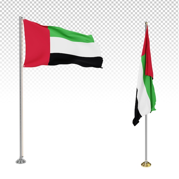 Bandera nacional de los Emiratos Árabes Unidos en estilo 3D