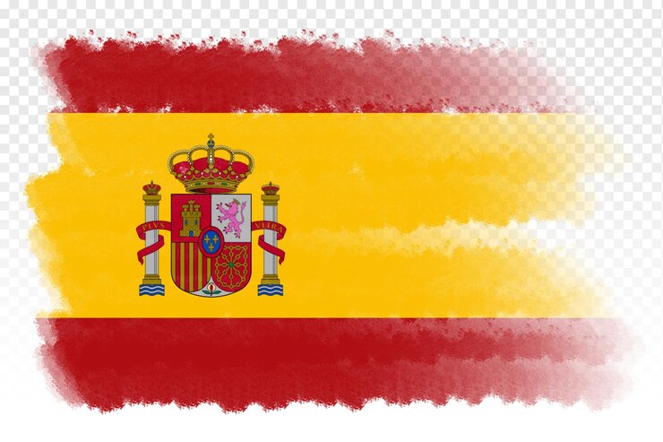 PSD bandera nacional de españa modelo de diseño transparente bandera de españa trazo de pincel transparente