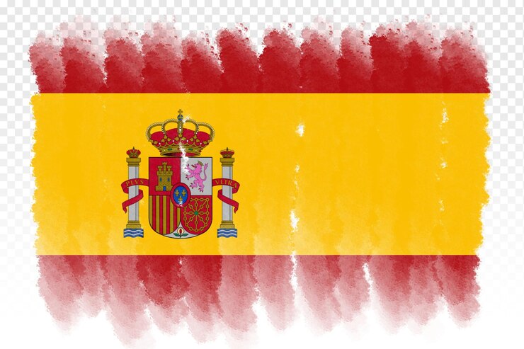 PSD bandera nacional de españa modelo de diseño transparente bandera de españa trazo de pincel transparente