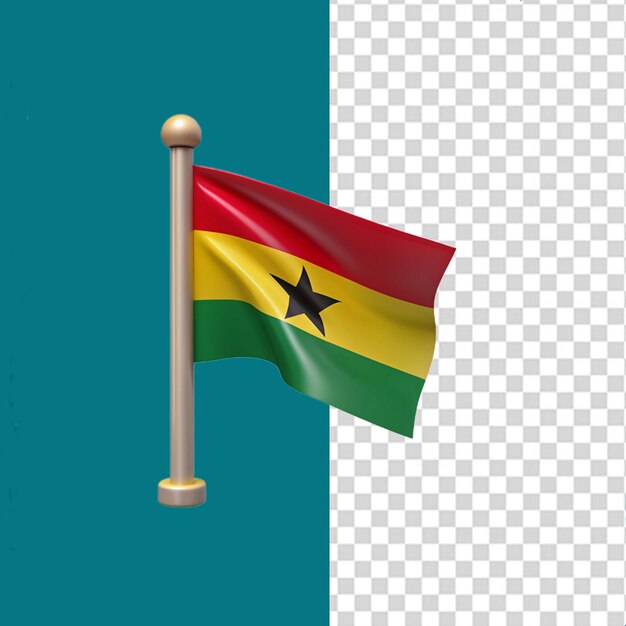 PSD una bandera nacional de ghana en 3d en transparente