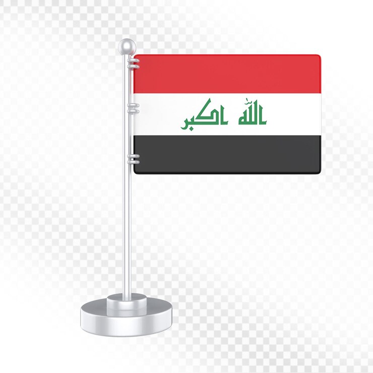 PSD la bandera nacional de irak se exhibe en un pequeño soporte de escritorio