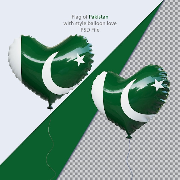 Bandera nacional de pakistán amor globo 3d