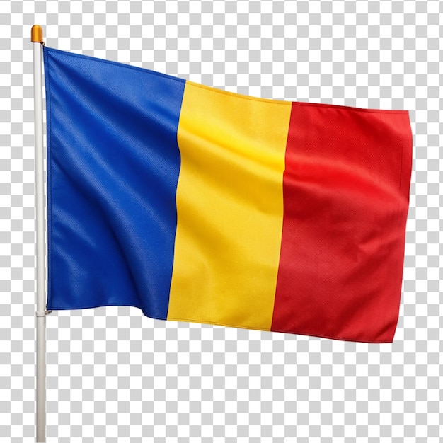La bandera nacional de rumania ondeando aislada sobre un fondo transparente