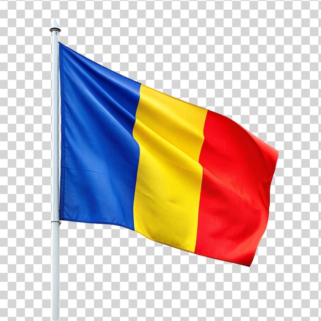 PSD la bandera nacional de rumania ondeando aislada sobre un fondo transparente