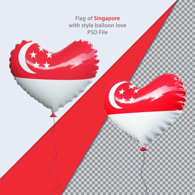 PSD bandera nacional de singapur amor globo 3d