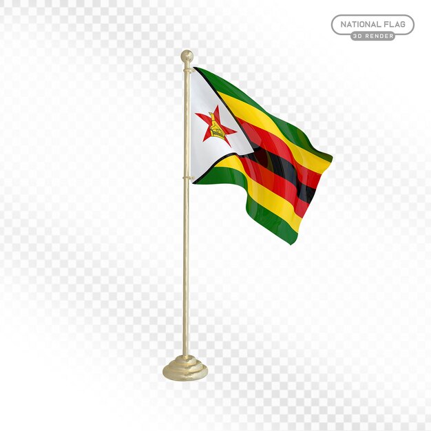 Bandera nacional de Zimbabue en 3D