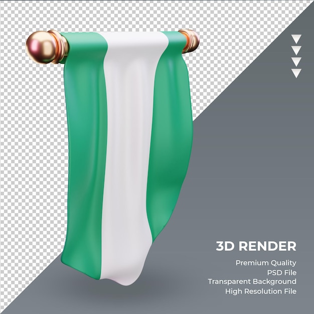 Bandera de nigeria banderín 3d renderizado vista derecha