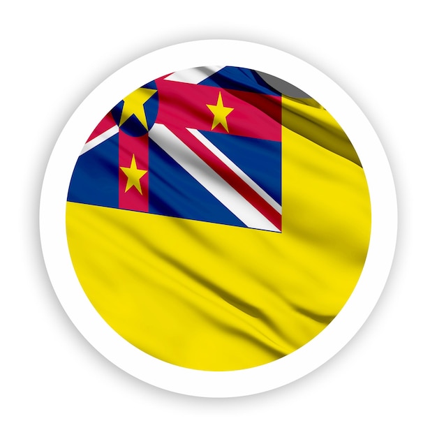 La bandera de Niue con un marco de círculo redondeado blanco