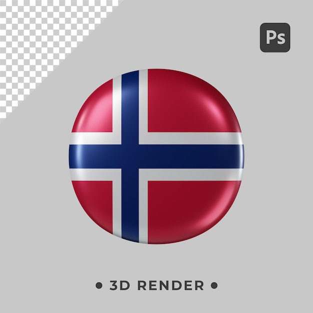 Bandera de noruega 3d psd con fondo transparente