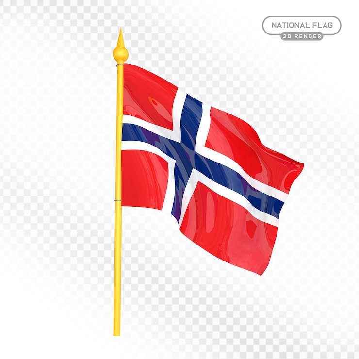 PSD bandera de noruega en 3d