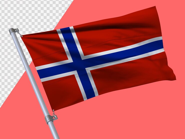 PSD bandera de noruega en renderizado 3d realista fondo transparente bandera noruega de alta calidad
