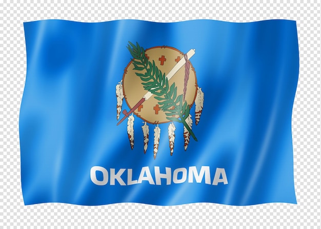 PSD la bandera de oklahoma estados unidos ondeando la colección de banderas ilustración en 3d