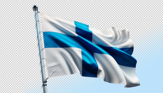 Bandera ondulada de psd de finlandia sobre un fondo transparente