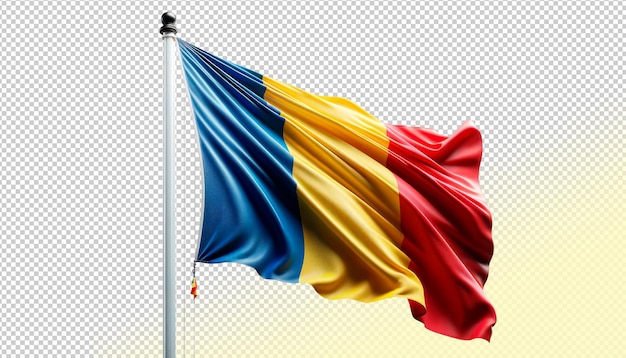 Bandera ondulada del psd de rumania sobre un fondo transparente