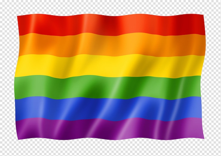 PSD bandera del orgullo gay del arco iris aislada en blanco
