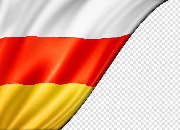 Bandera de Osetia del sur aislada en bandera blanca