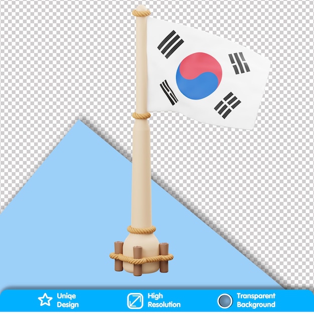 PSD bandera de país 3d bandera de corea