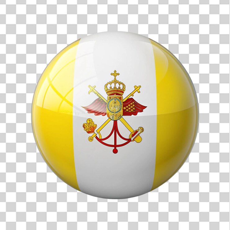PSD bandera del país del vaticano en una esfera aislada sobre un fondo transparente