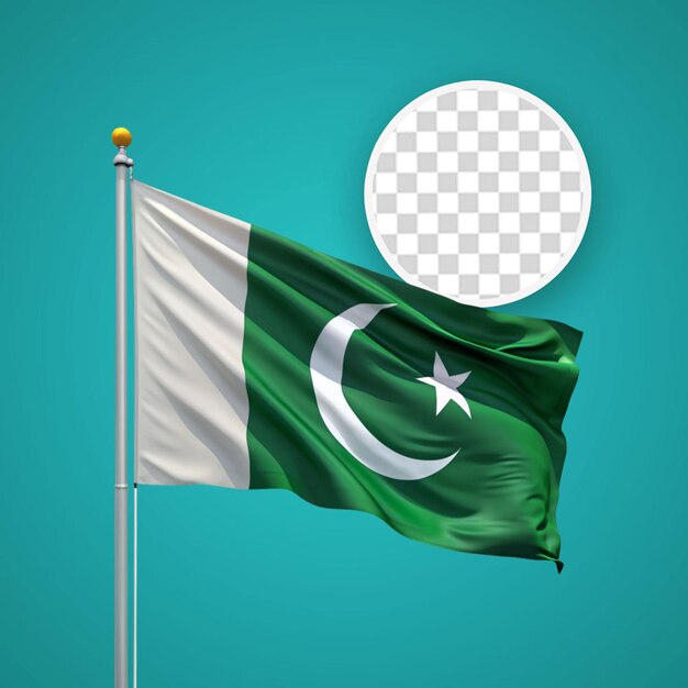 PSD una bandera de pakistán en un fondo transparente