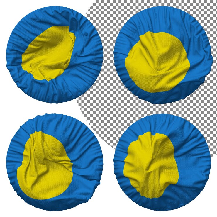 PSD bandera de palau forma redonda aislada diferentes estilos de ondulación textura de protuberancia representación 3d