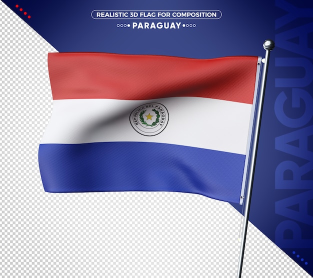 PSD bandera de paraguay 3d con textura realista