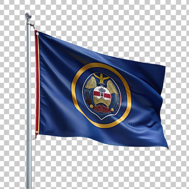 PSD la bandera de pensilvania en un soporte de bandera sobre un fondo transparente