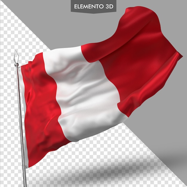 PSD bandera, de, perú, prima, 3d, render