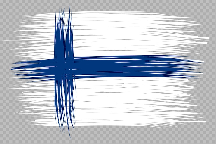 PSD bandera de pincel finlandia fondo transparente pincel de finlandia elemento de plantilla de diseño de bandera de acuarela