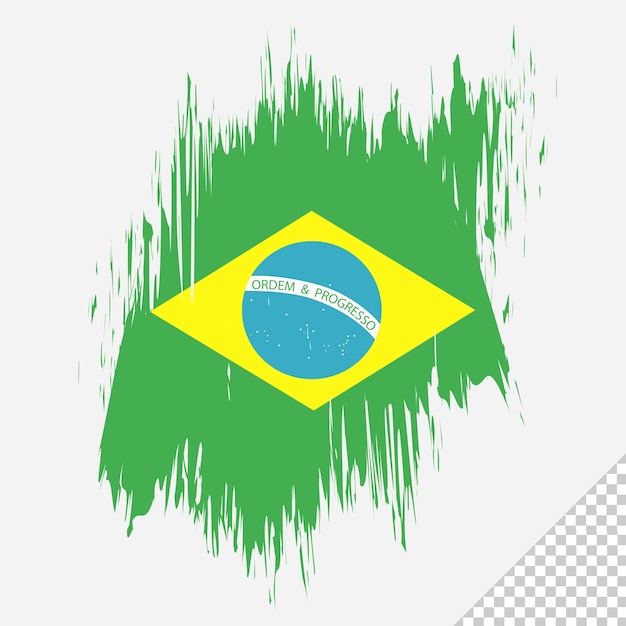 bandera de pincel fondo transparente de brasil plantilla de diseño de bandera de acuarela de pincel de brasil