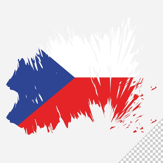 Bandera de pincel república checa fondo transparente diseño de bandera de acuarela de pincel de república checa