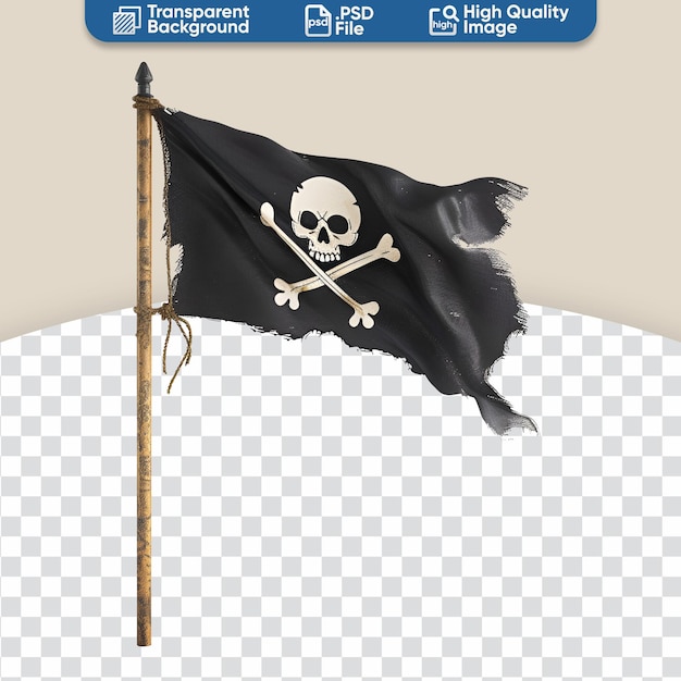 PSD bandera pirata con calavera y huesos una fotografía de un día de viento.