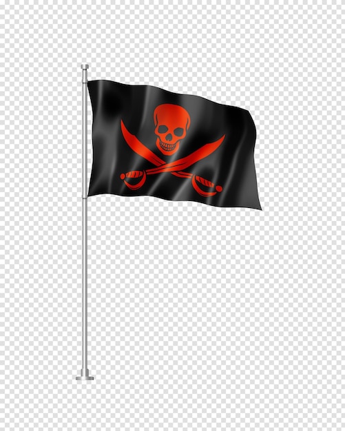 Bandera pirata Jolly Roger aislado en blanco