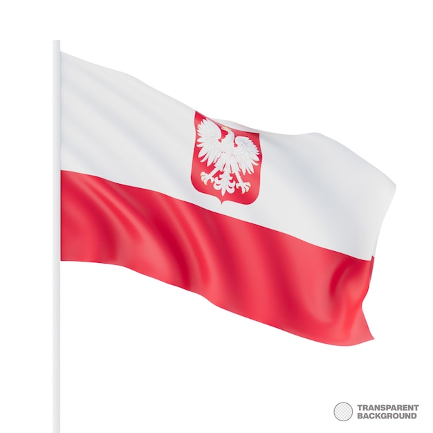 Bandera de polonia aislado sobre fondo blanco 3d rendering