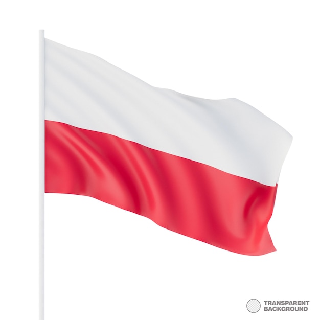 PSD bandera de polonia que sopla en el viento bandera polaca de página completa ilustración 3d