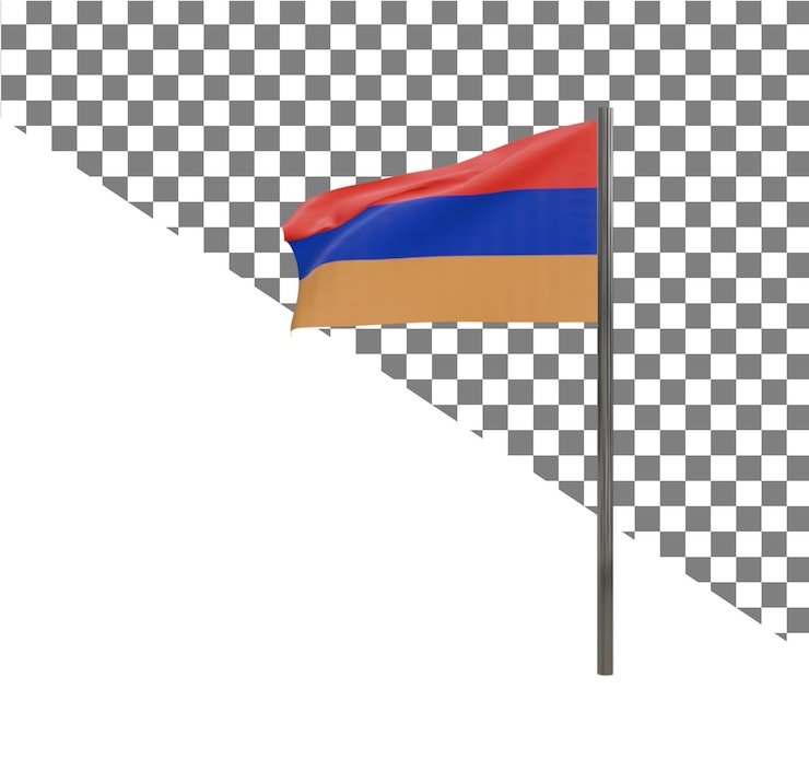 PSD una bandera en un poste de bandera con un fondo blanco