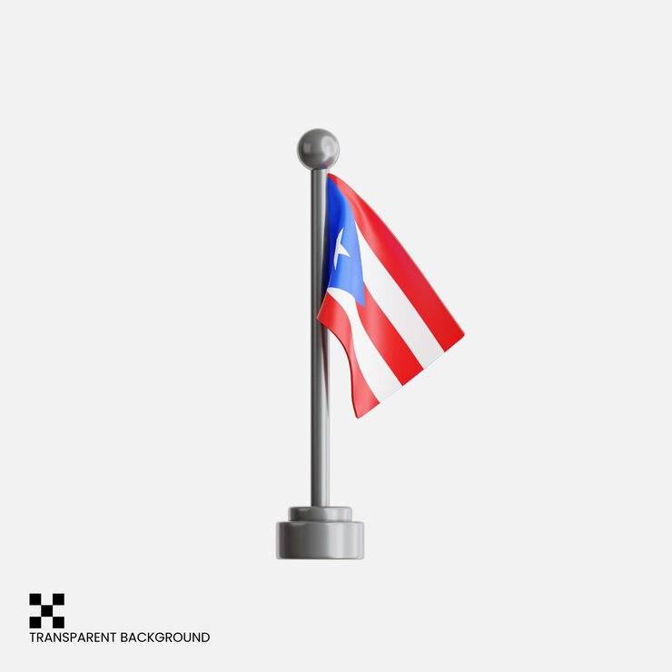PSD bandera puertorriqueña de mano con poste de metal